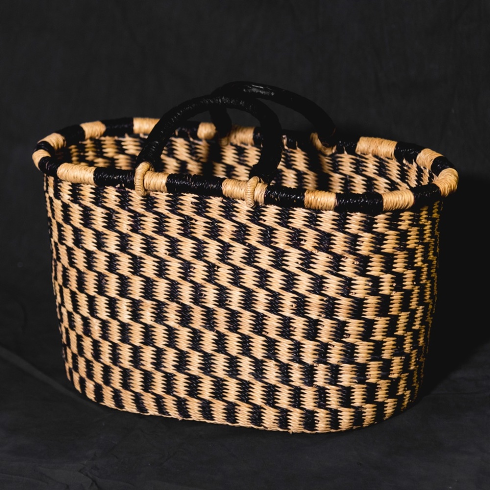Handwoven Checkered Oval Basket